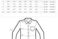 Men's dress shirts sizes chart