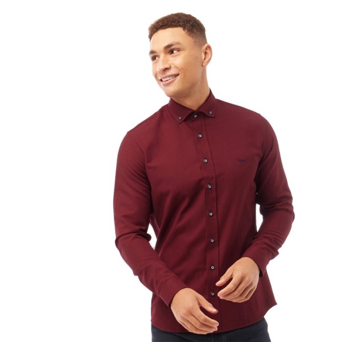 Long sleeve mens burgundy dress shirt