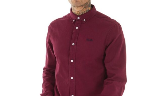 Long sleeve mens burgundy dress shirt