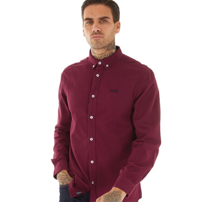 Long sleeve mens burgundy dress shirt