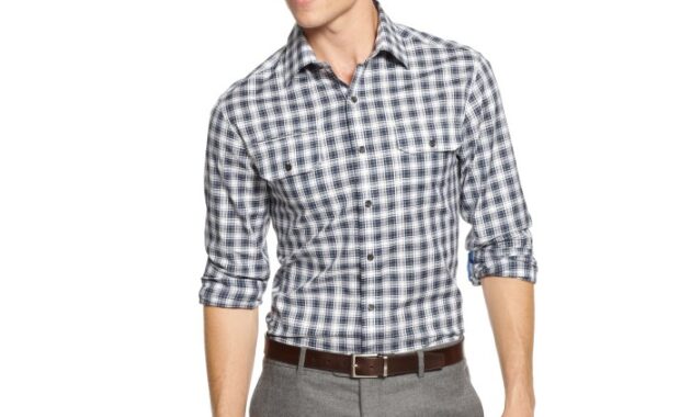 Mens Burgundy Plaid Dress Shirt Stylish and Sophisticated Attire